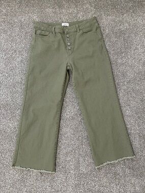 Anniewear Cropped Wide Leg Jeans in Olive Denim